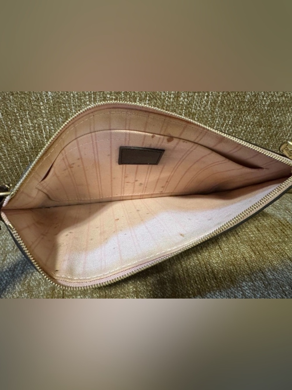 ⭐️ Authentic LV Louis Vuitton Damier Ebene  Neverfull Pouchette Wristlet ⭐️ - Picture 11 of 12